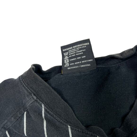 Avirex Vintage Y2K Striped Spellout Baseball Tee T-Shirt Black Mens XL - Picture 5 of 6